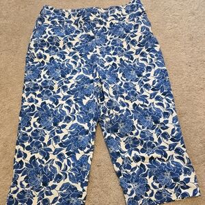 Isaac Mizrahi Blue and White Floral Pants